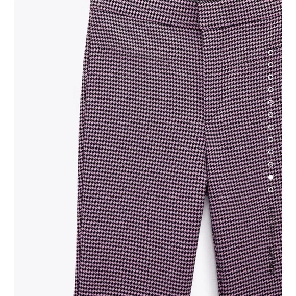 “Last one”ZARA HOUNDSTOOTH MINI FLARE PANTS - Picture 8 of 12